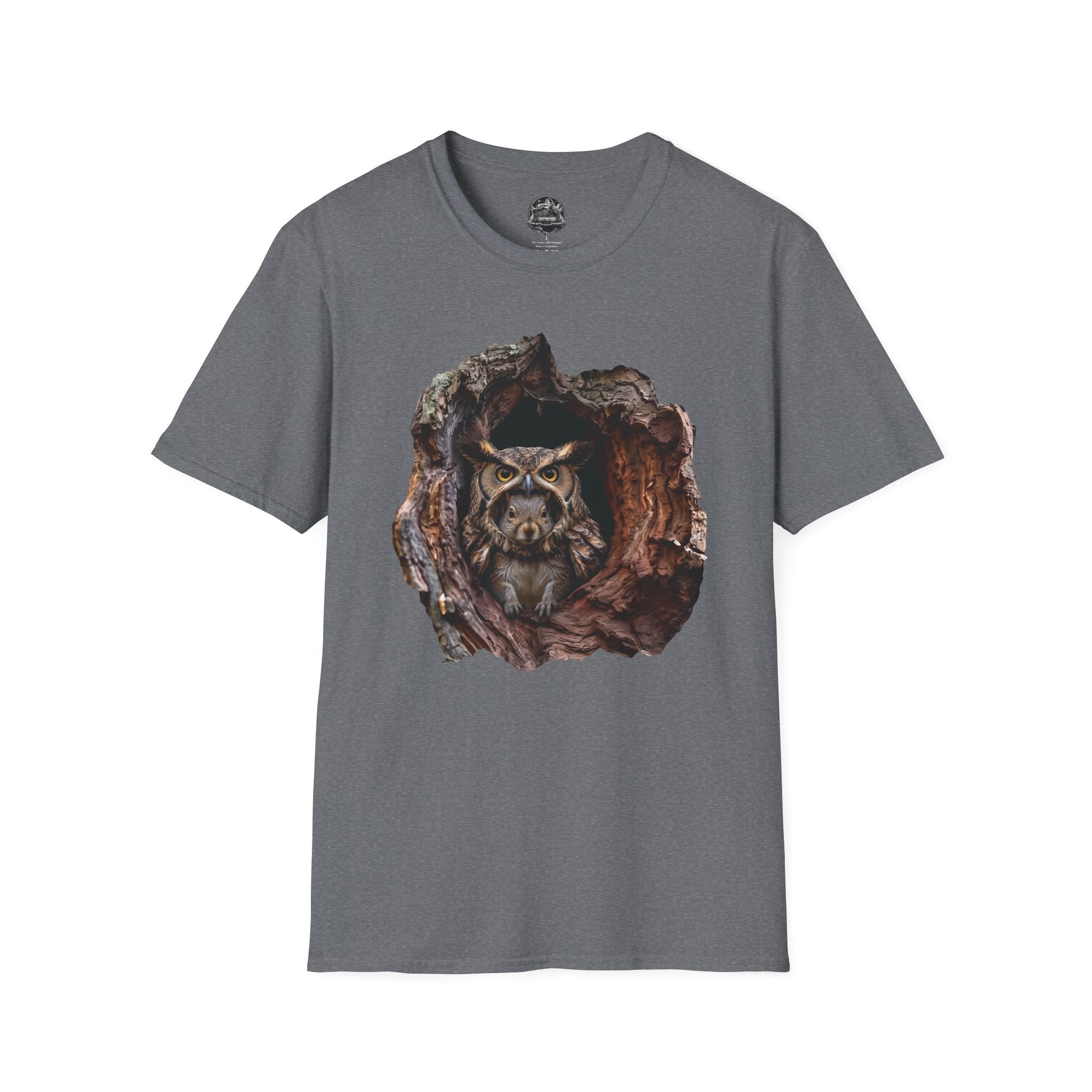 Squirrel in Owl Disguise T-Shirt — "Prey Wearing Its Predator"