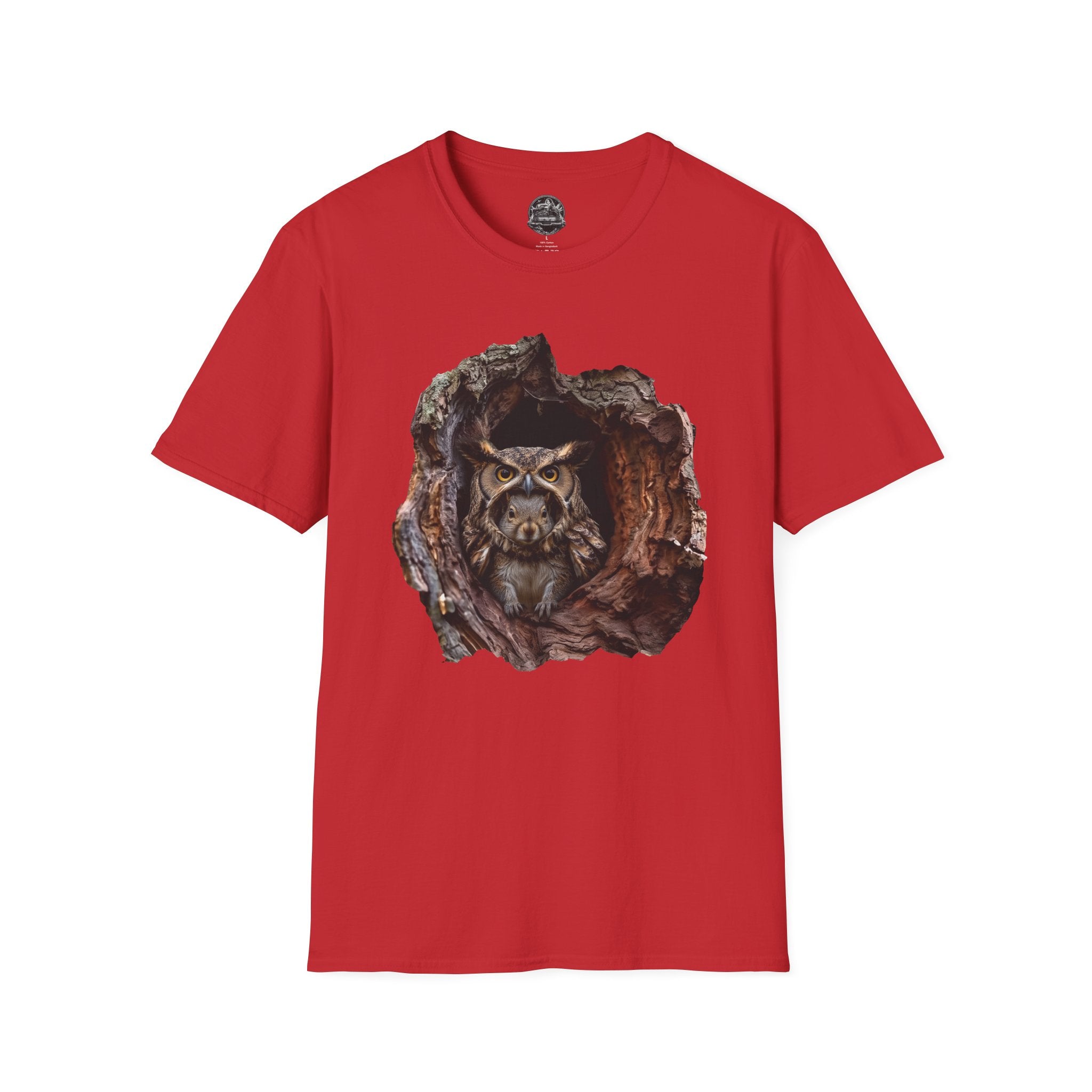 Squirrel in Owl Disguise T-Shirt — "Prey Wearing Its Predator"