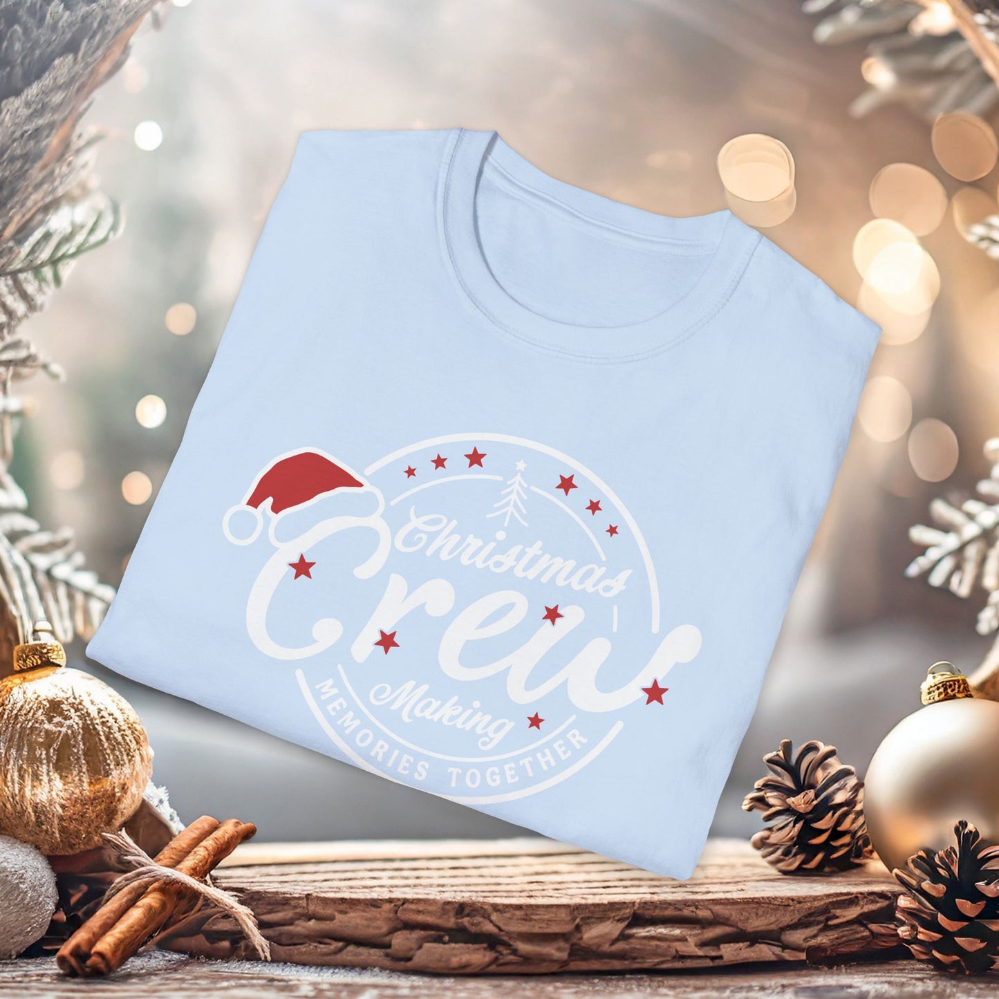 Christmas Crew Unisex T-Shirt | Making Memories Together and Santa Hat Design