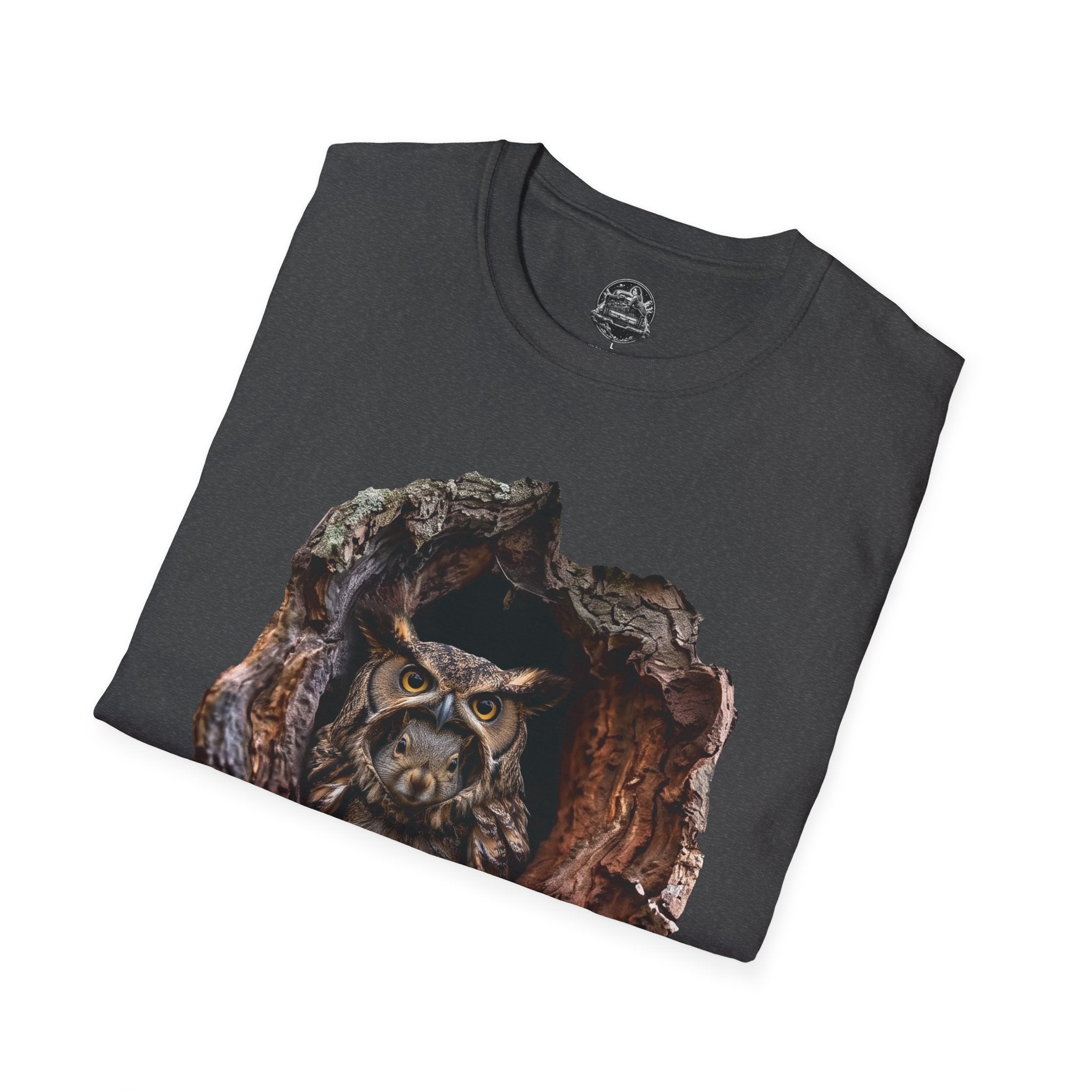 Squirrel in Owl Disguise T-Shirt — "Prey Wearing Its Predator"