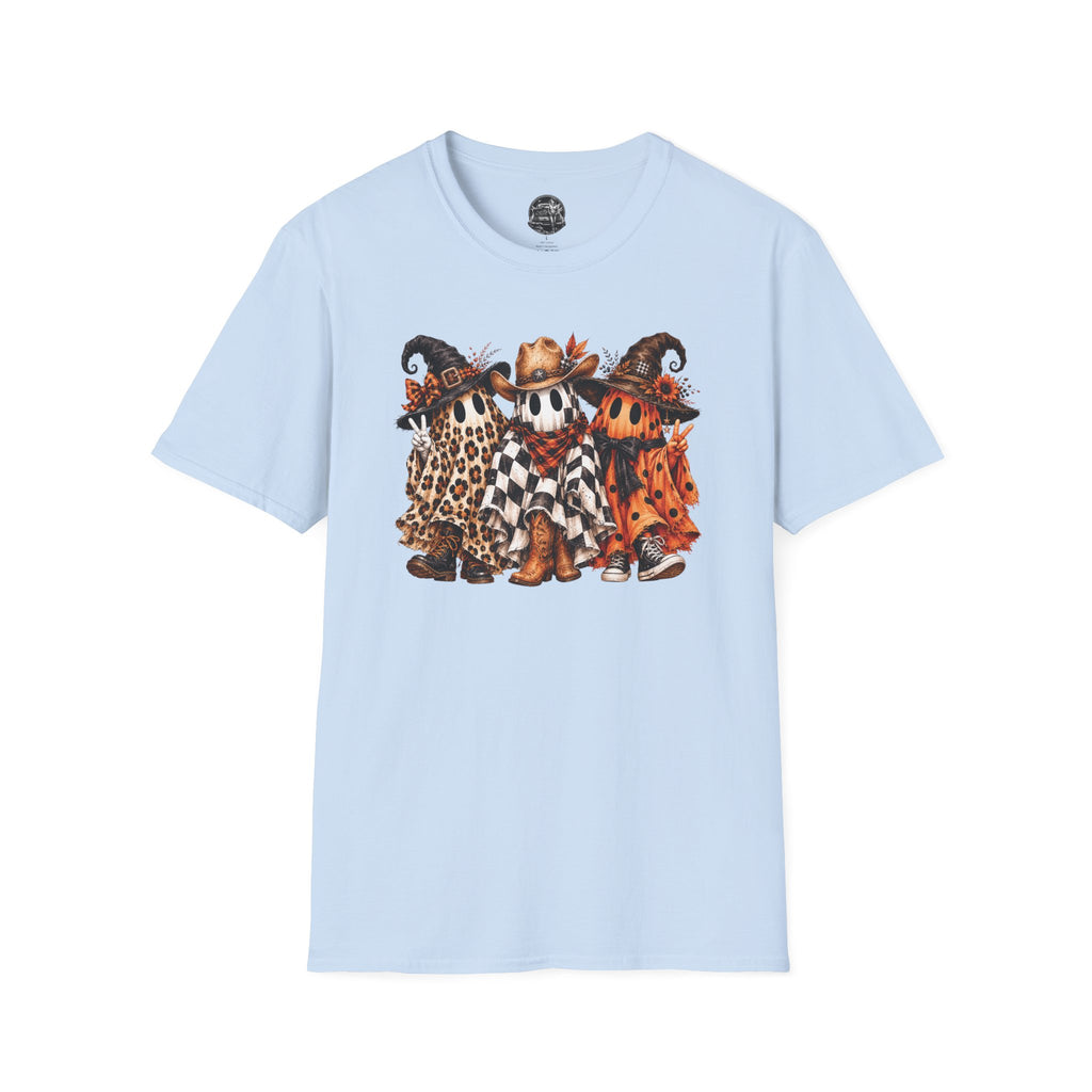 Halloween Pumpkin Crew T-Shirt — Leopard & Buffalo Plaid Spooky Friends