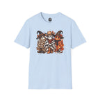 Halloween Pumpkin Crew T-Shirt — Leopard & Buffalo Plaid Spooky Friends