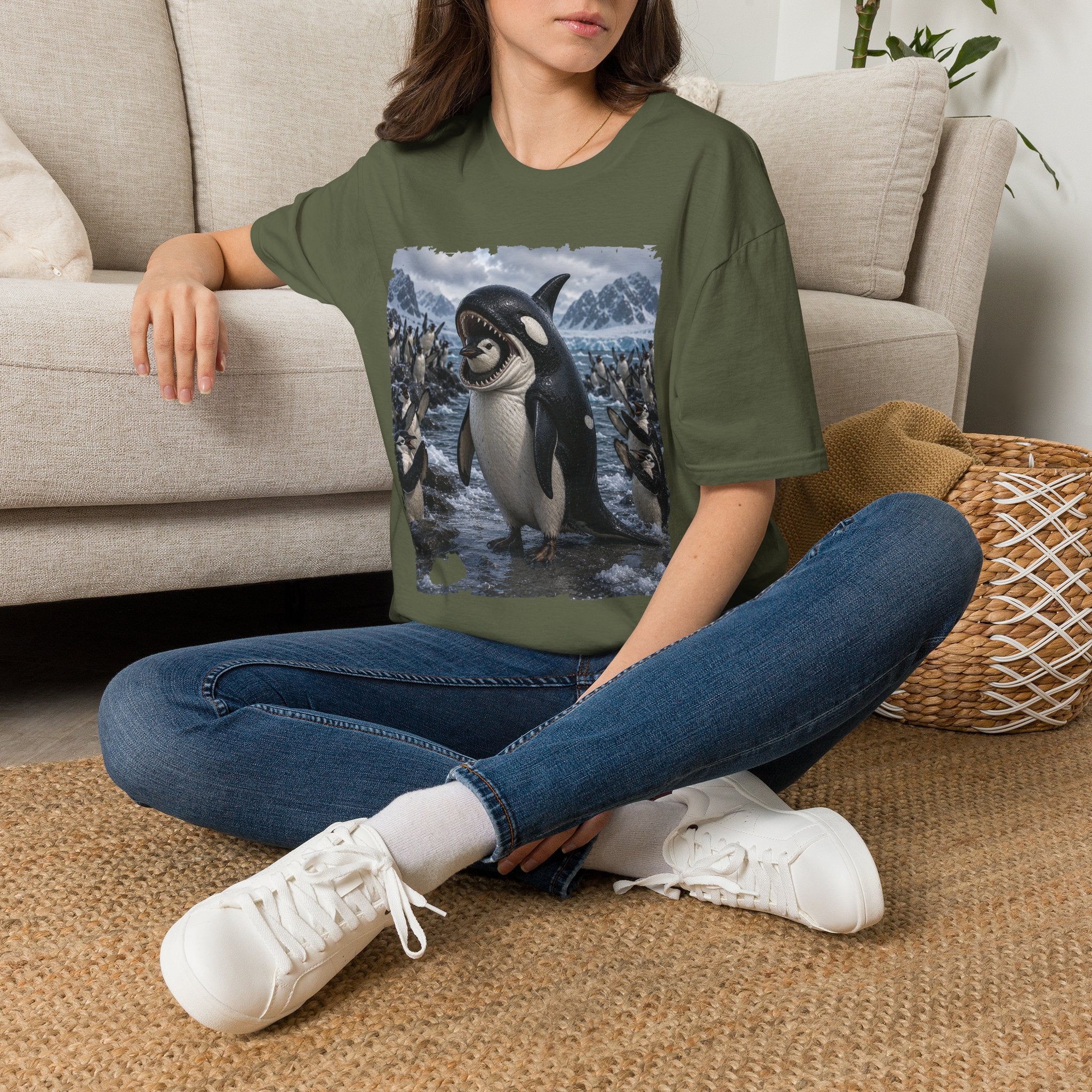 Orca & Penguin Graphic T‑Shirt — Cute Antarctic Wildlife Tee