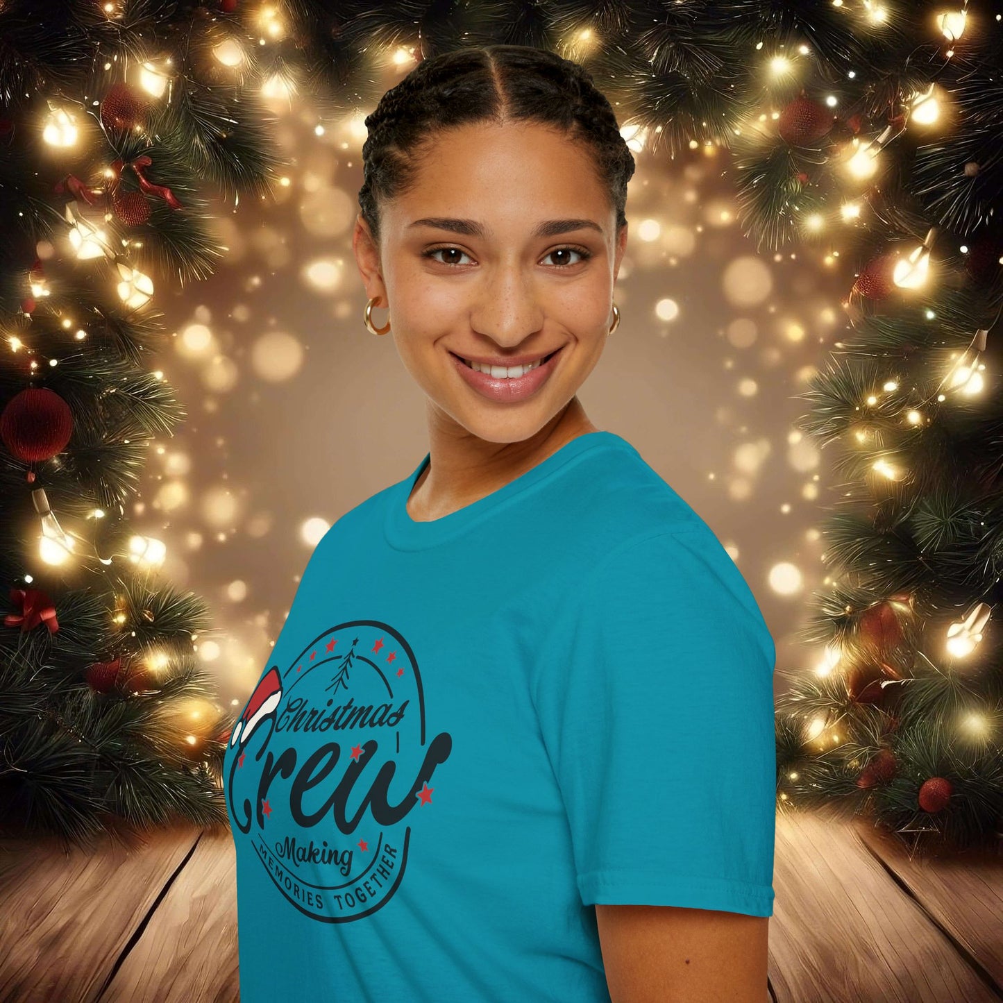 Christmas Crew Unisex T-Shirt | Making Memories Together and Santa Hat Design (Black Text)