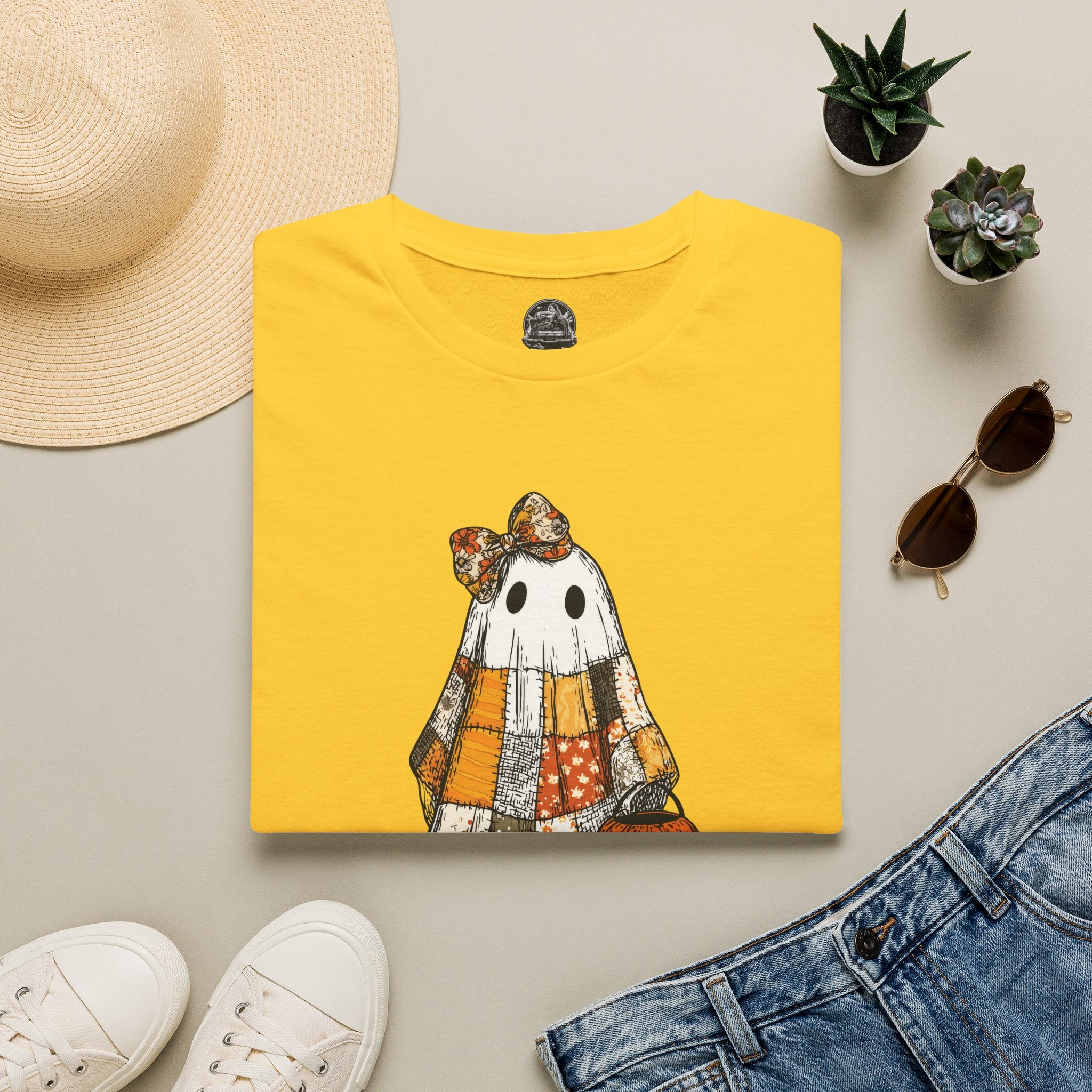 Ghost Softstyle T-Shirt with Patchwork Quilt Design
