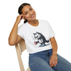 Cat Coffee T-Shirt — Grumpy Cat Holding Mug Illustration