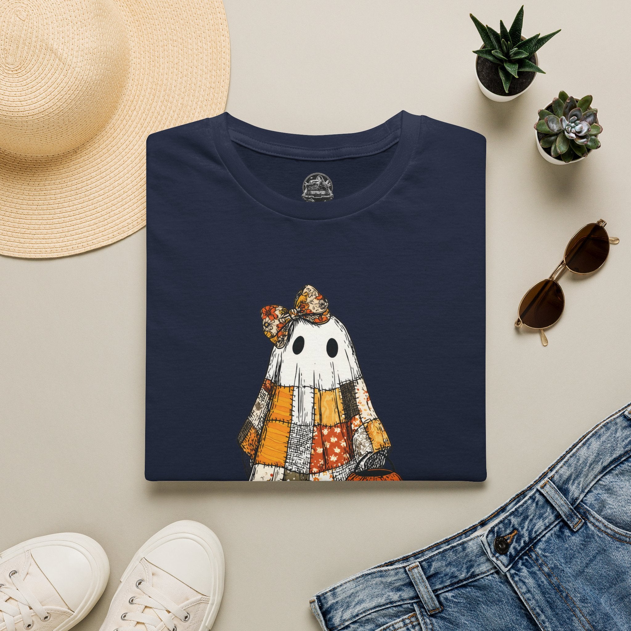 Ghost Softstyle T-Shirt with Patchwork Quilt Design