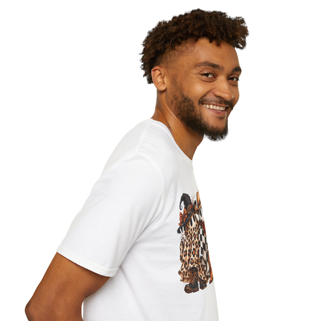 Halloween Pumpkin Crew T-Shirt — Leopard & Buffalo Plaid Spooky Friends