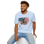 Bigfoot & Alien Patriotic T-Shirt — Distressed Flag Cryptid Design