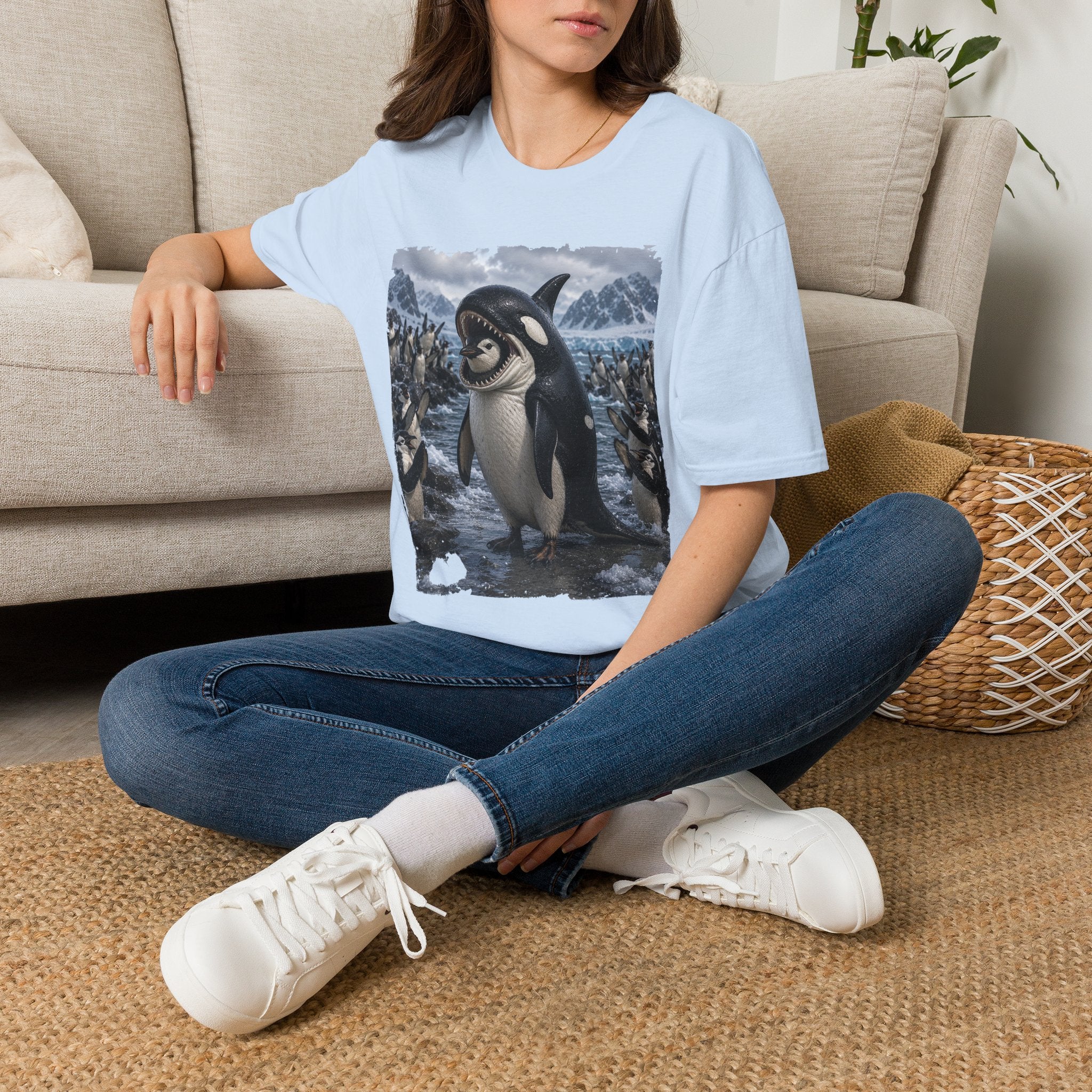 Orca & Penguin Graphic T‑Shirt — Cute Antarctic Wildlife Tee