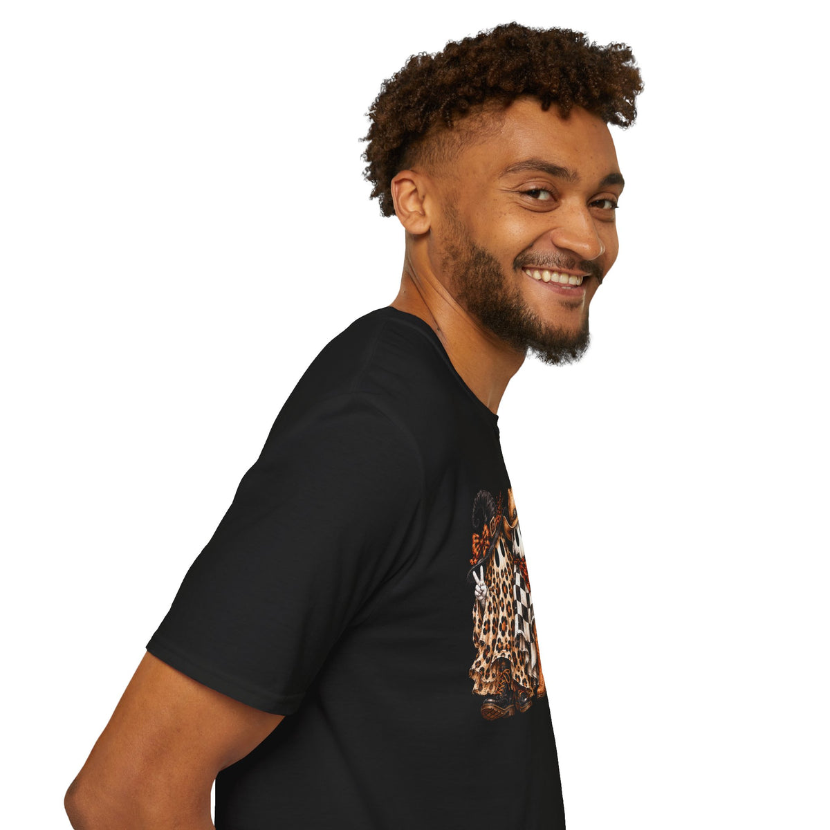 Halloween Pumpkin Crew T-Shirt — Leopard & Buffalo Plaid Spooky Friends
