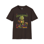 Funny Angry Turtle T-Shirt — “Wanna See Me Lose My Crayons? Do That Again…” — Teacher & Art Lover Tee
