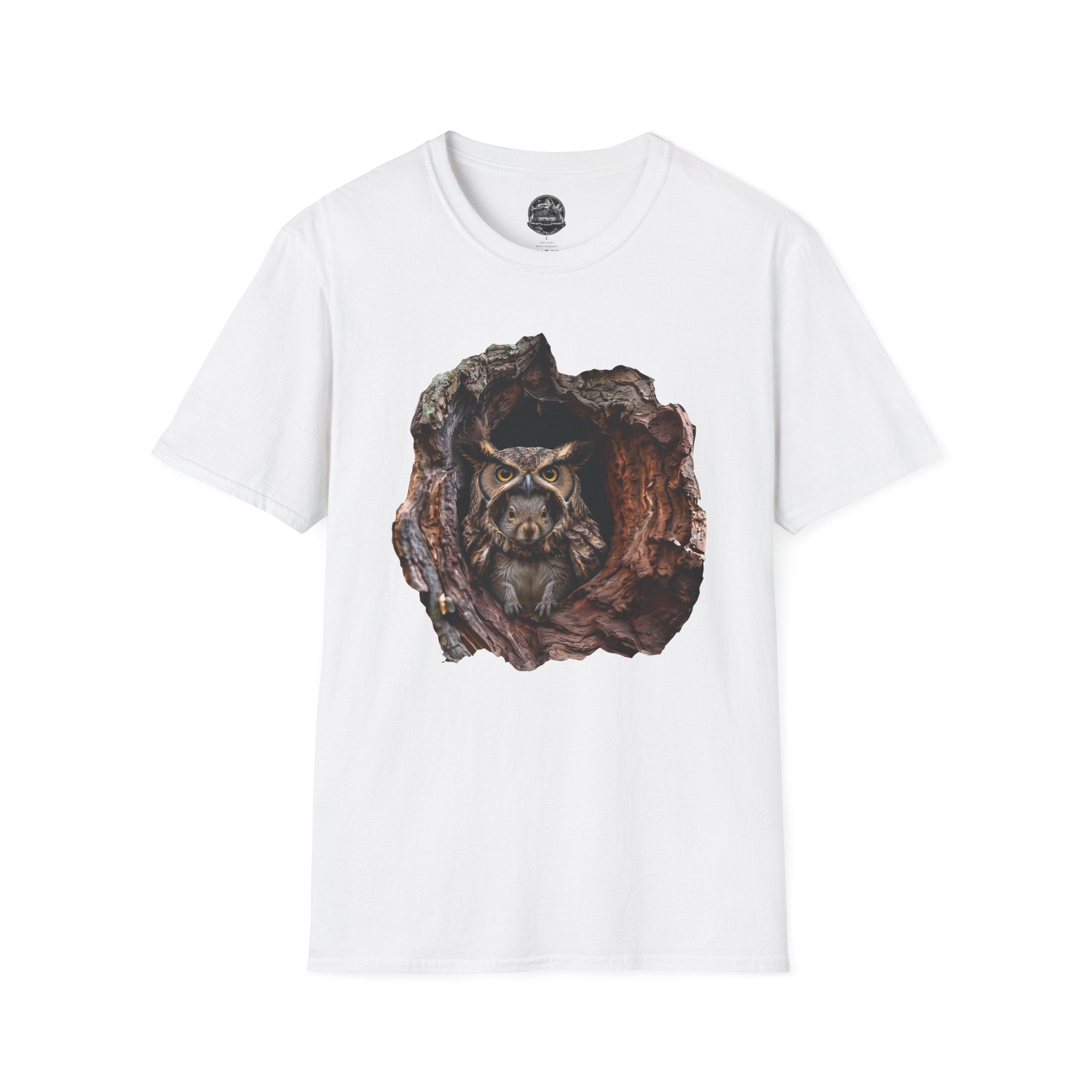 Squirrel in Owl Disguise T-Shirt — "Prey Wearing Its Predator"