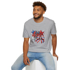 4th of July Patriotic T-Shirt – Red White Blue Stars & Bow Design