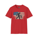 Bigfoot & Alien Patriotic T-Shirt — Distressed Flag Cryptid Design