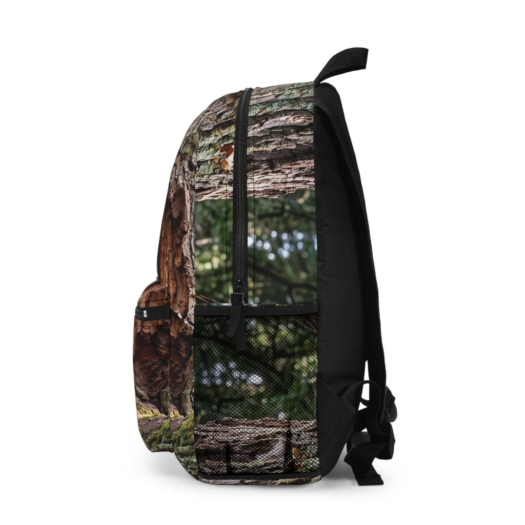 Owl in Tree Hollow Backpack — Forest Wildlife Print School Bag