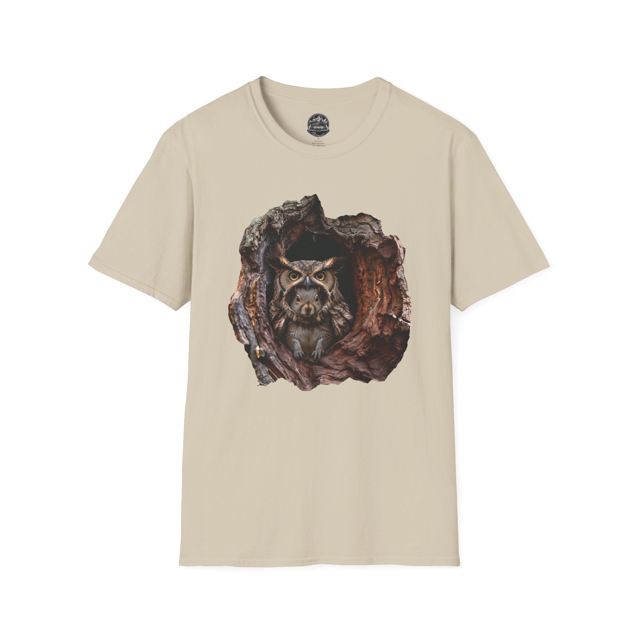 Squirrel in Owl Disguise T-Shirt — "Prey Wearing Its Predator"