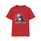Cat Coffee T-Shirt — Grumpy Cat Holding Mug Illustration