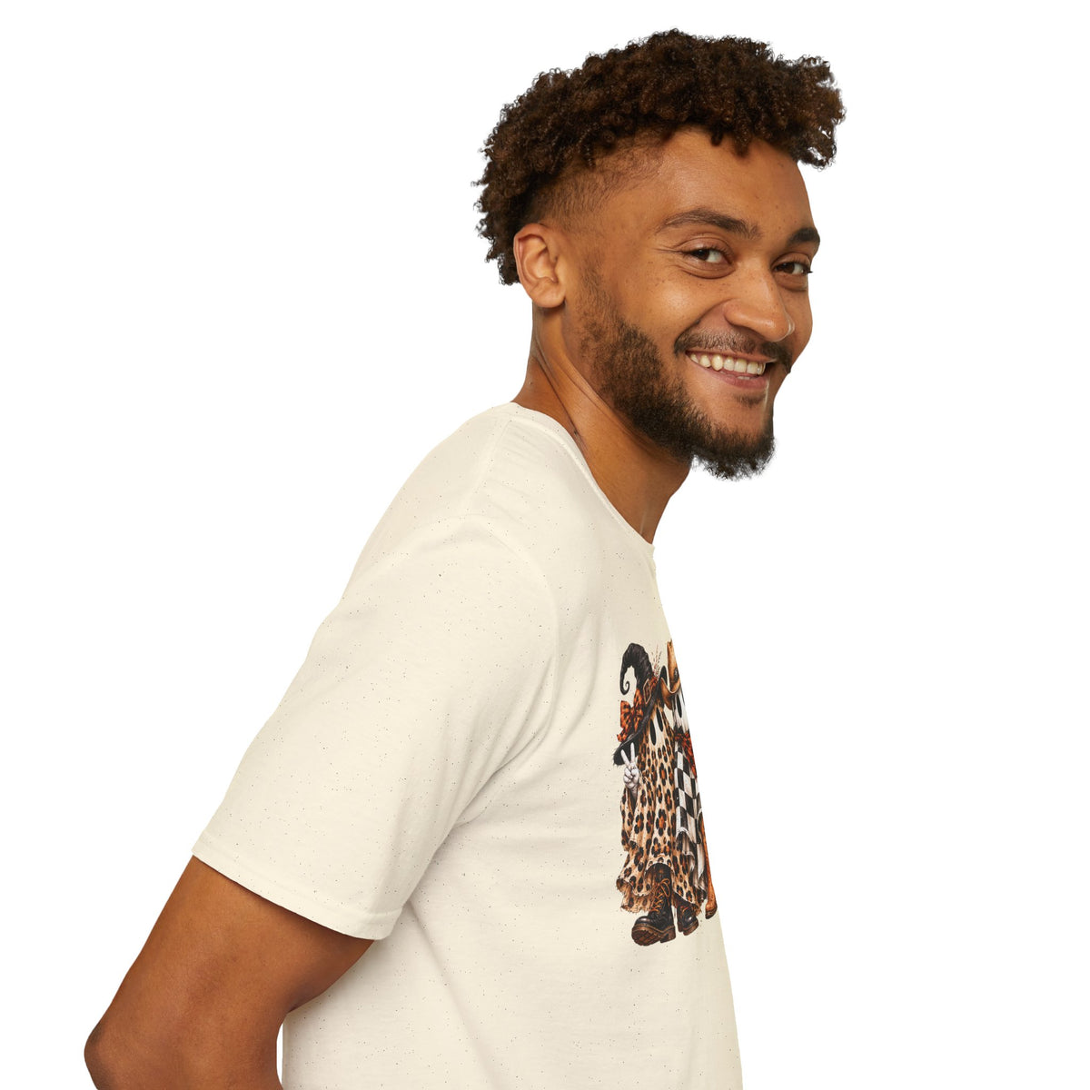 Halloween Pumpkin Crew T-Shirt — Leopard & Buffalo Plaid Spooky Friends