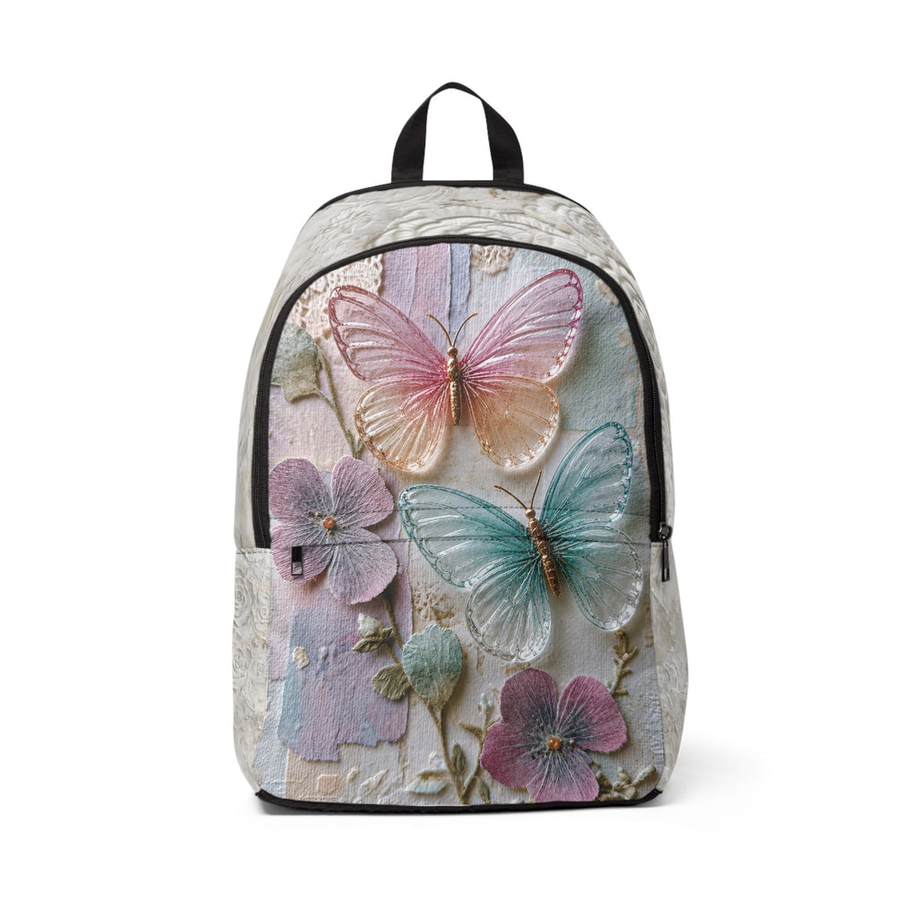 Whimsical Glass Butterfly Floral Backpack — Cottage Garden Vintage Design