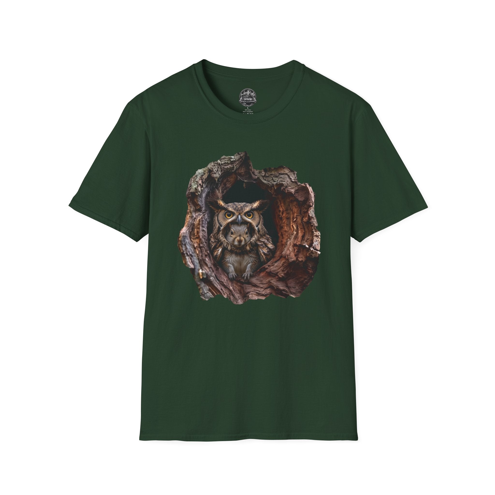 Squirrel in Owl Disguise T-Shirt — "Prey Wearing Its Predator"