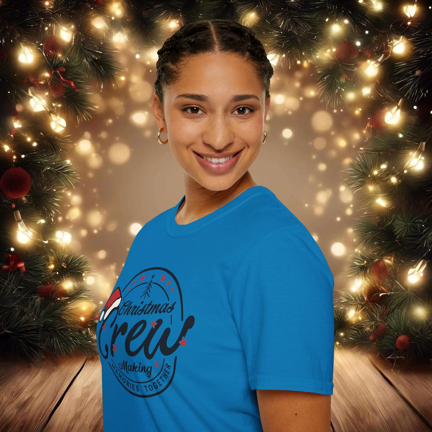 Christmas Crew Unisex T-Shirt | Making Memories Together and Santa Hat Design (Black Text)