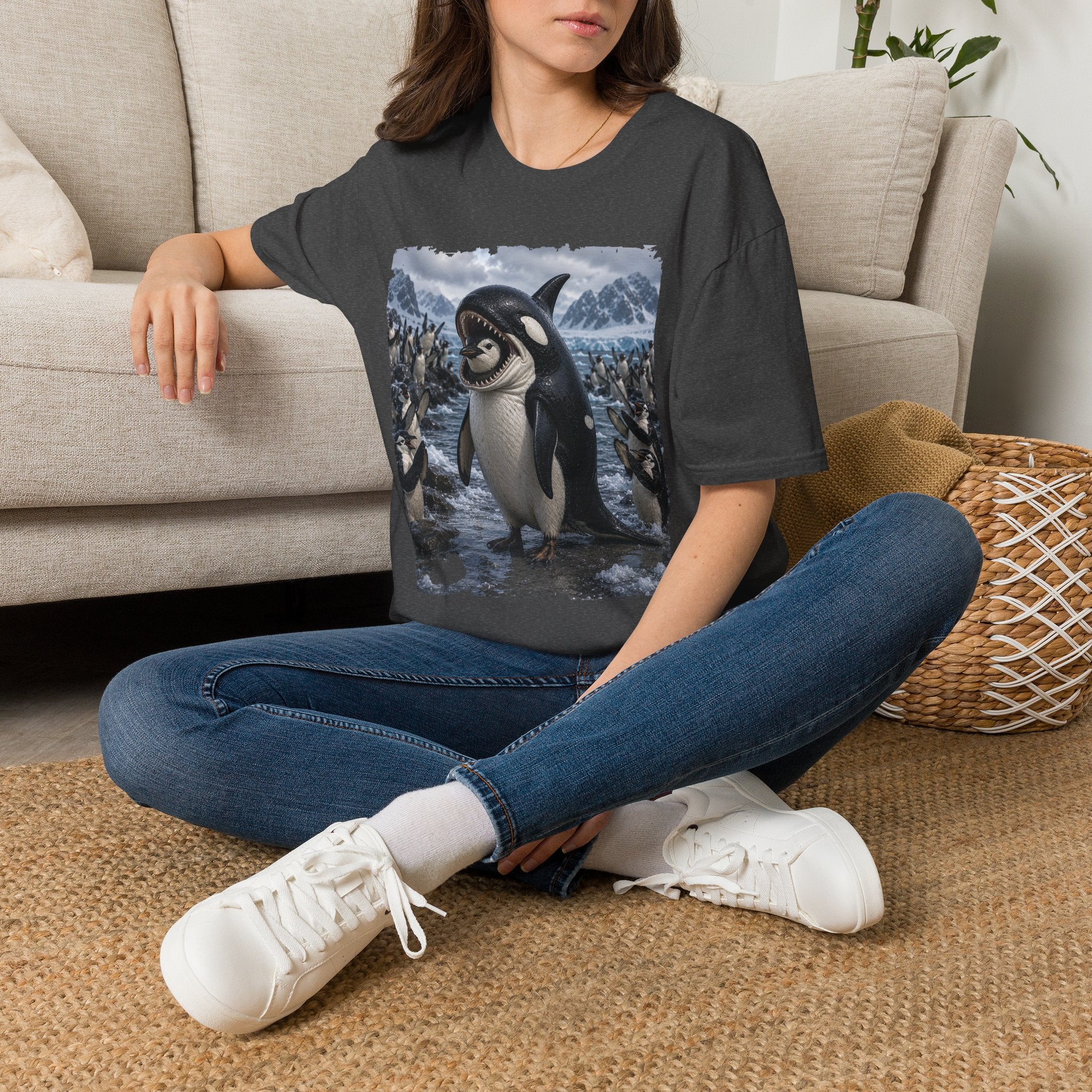 Orca & Penguin Graphic T‑Shirt — Cute Antarctic Wildlife Tee