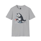 Cat Coffee T-Shirt — Grumpy Cat Holding Mug Illustration