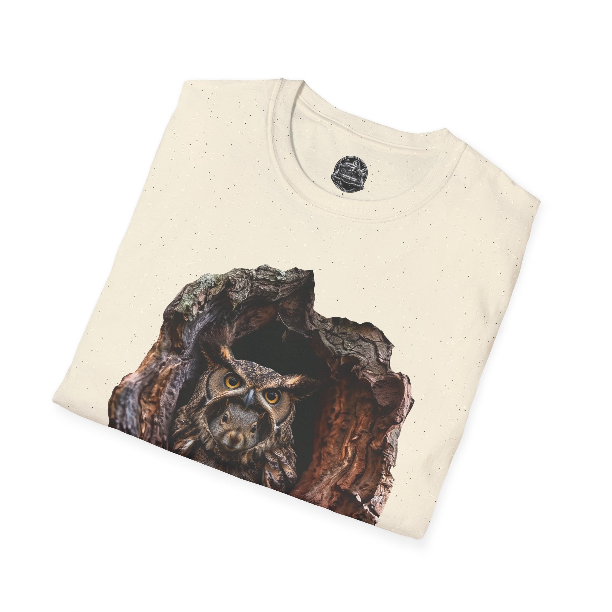 Squirrel in Owl Disguise T-Shirt — "Prey Wearing Its Predator"