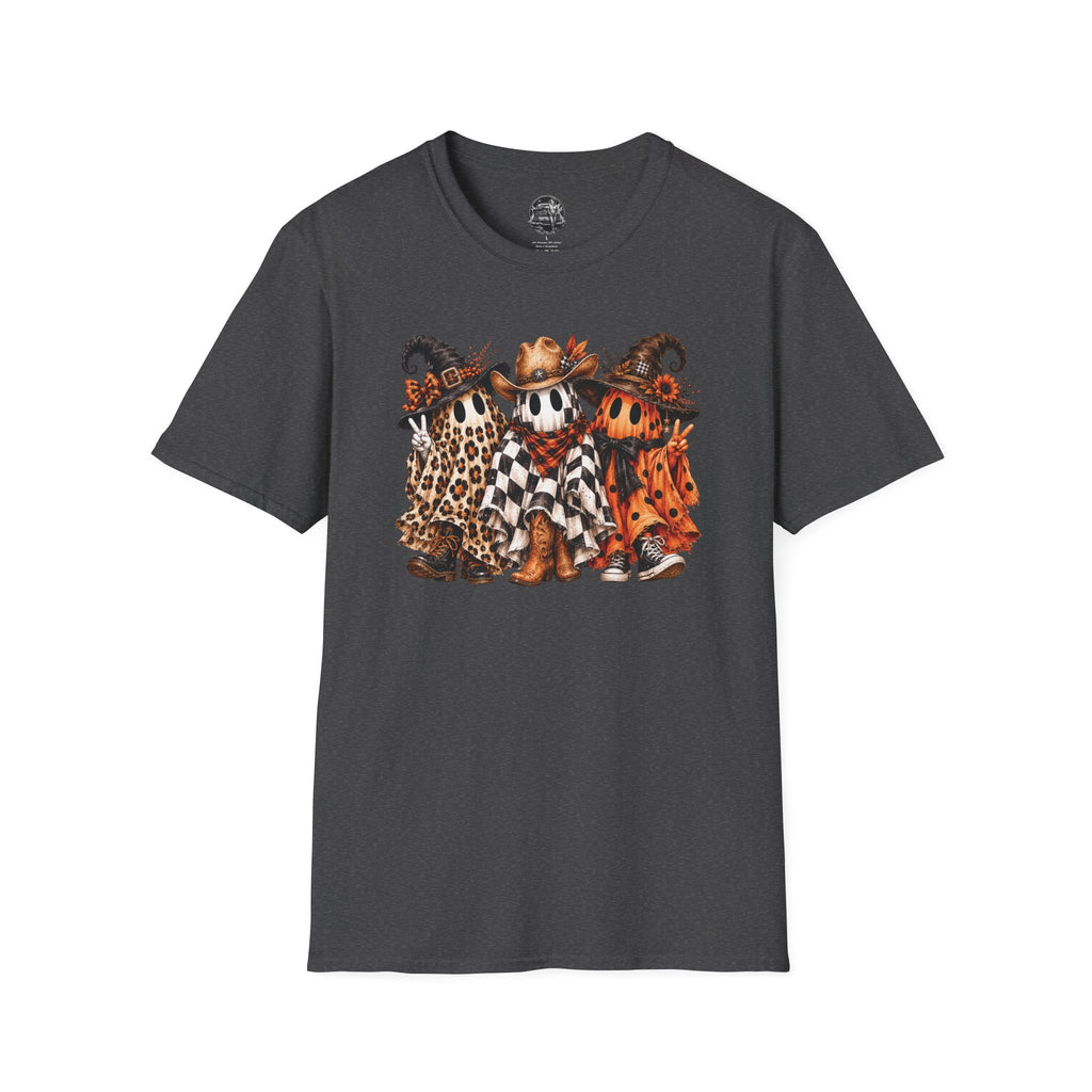 Halloween Pumpkin Crew T-Shirt — Leopard & Buffalo Plaid Spooky Friends