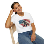 Bigfoot & Alien Patriotic T-Shirt — Distressed Flag Cryptid Design