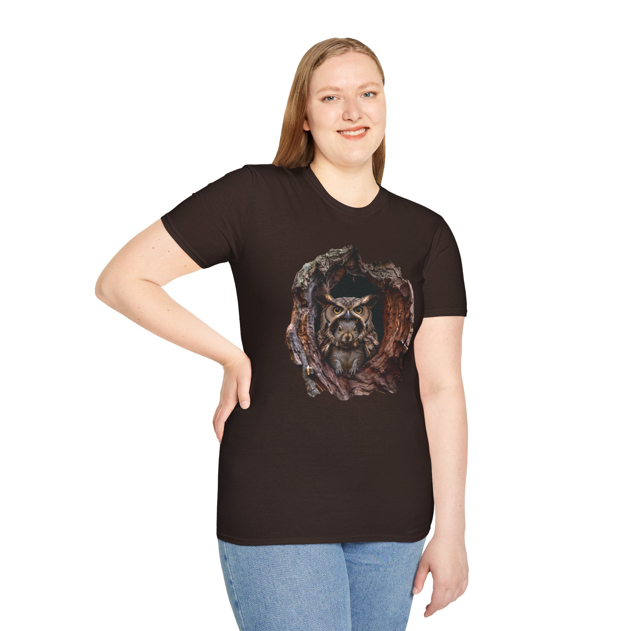 Squirrel in Owl Disguise T-Shirt — "Prey Wearing Its Predator"