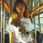 Funny Angry Turtle T-Shirt — “Wanna See Me Lose My Crayons? Do That Again…” — Teacher & Art Lover Tee