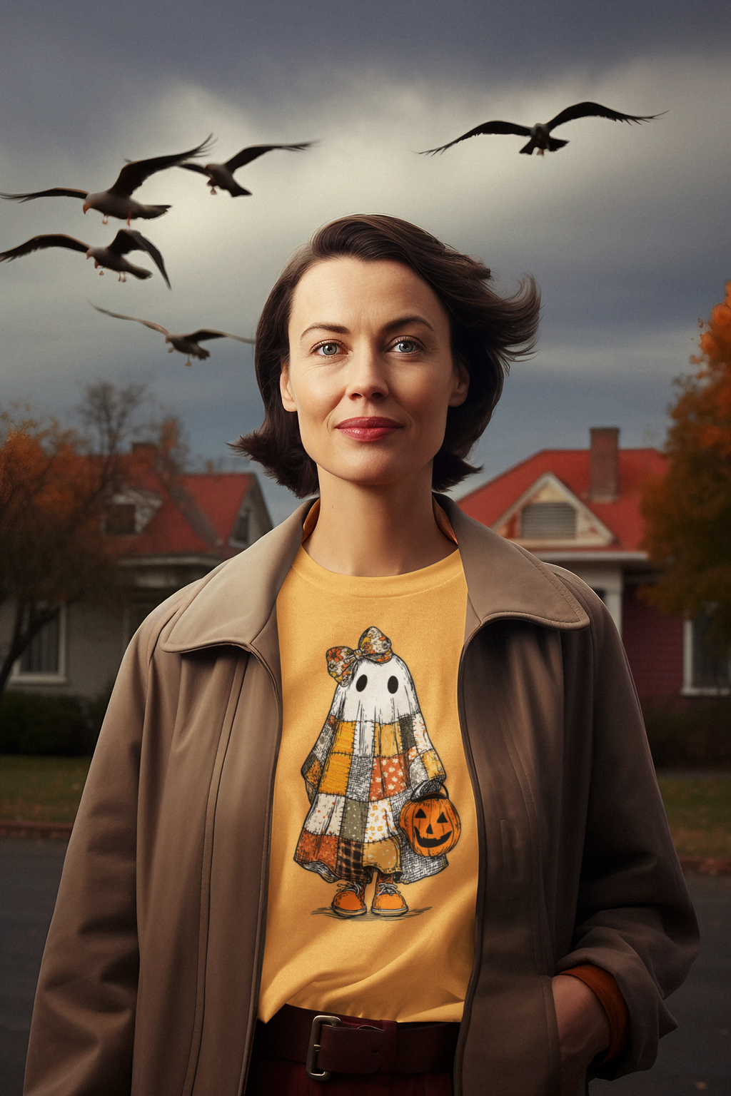 Ghost Softstyle T-Shirt with Patchwork Quilt Design