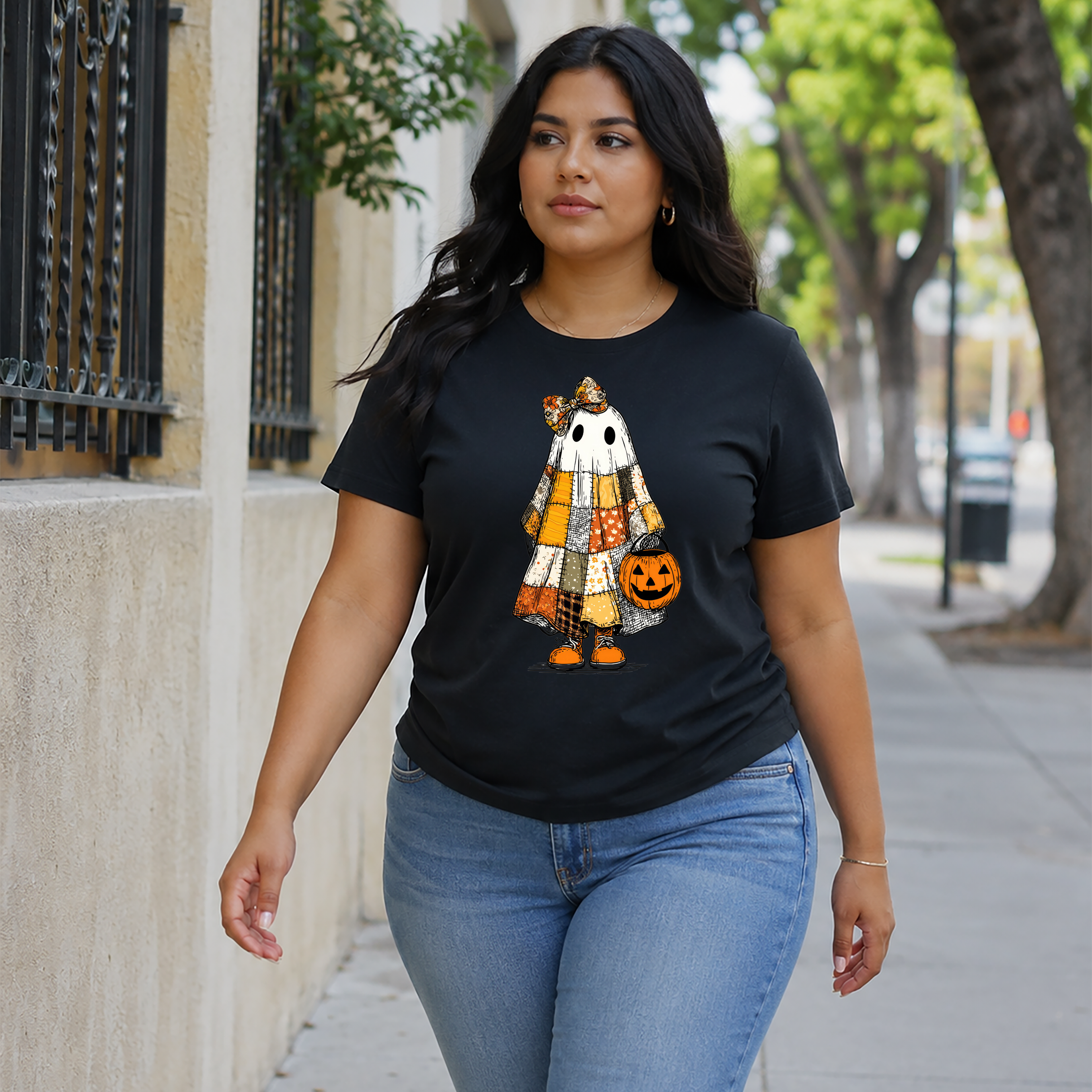Ghost Softstyle T-Shirt with Patchwork Quilt Design