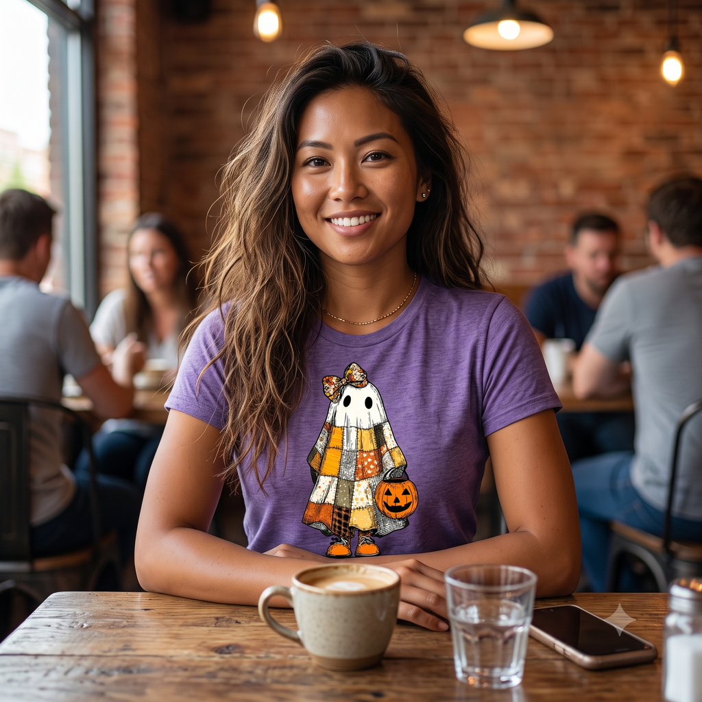 Ghost Softstyle T-Shirt with Patchwork Quilt Design