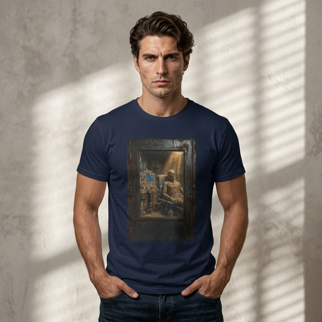 Horror Mummy Room Graphic T‑Shirt — Vintage Creepy Museum Scene Tee