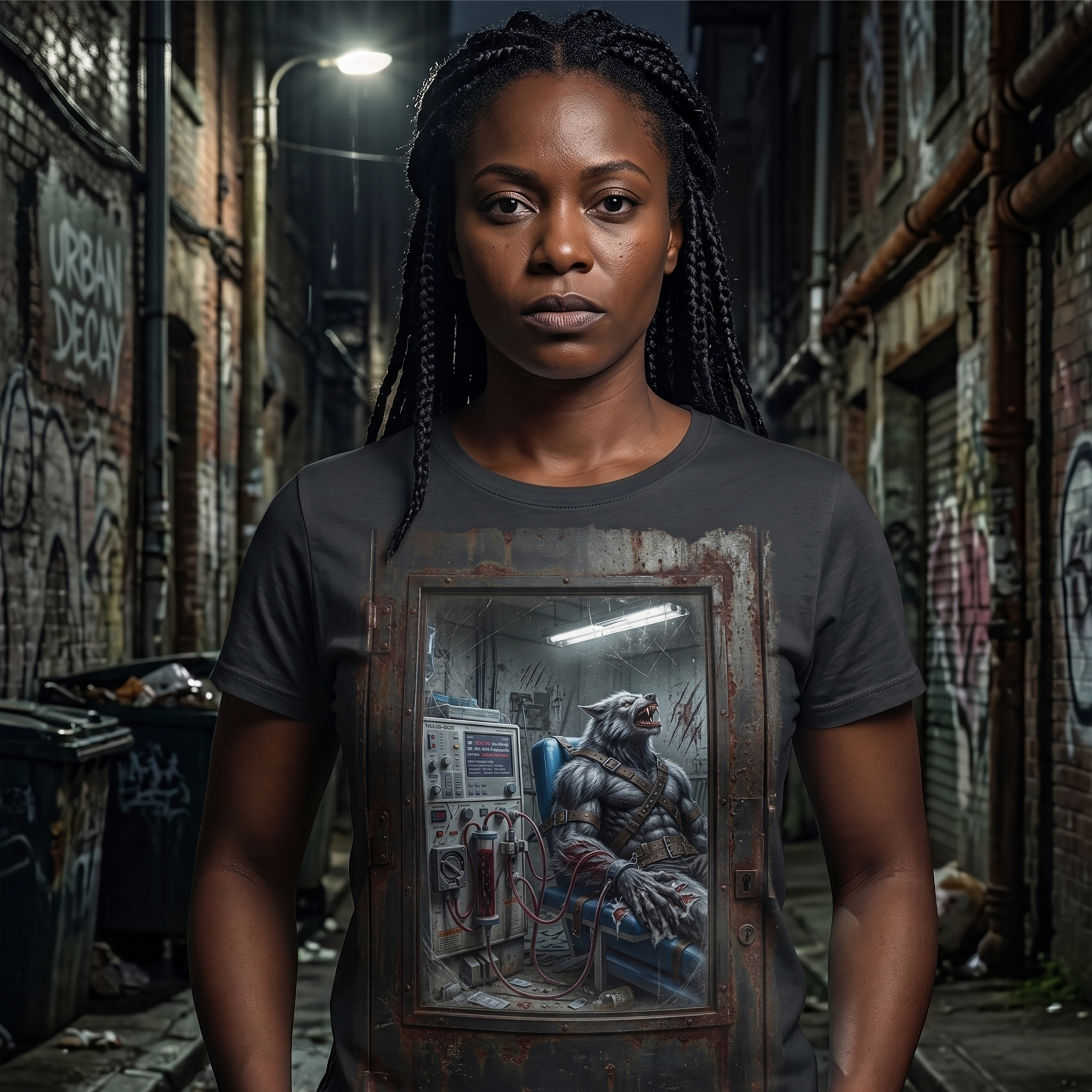 Dialysis After Dark: The Lunar Patient Werewolf Horror T-Shirt | Spooky Dialysis Tech Halloween Shirt