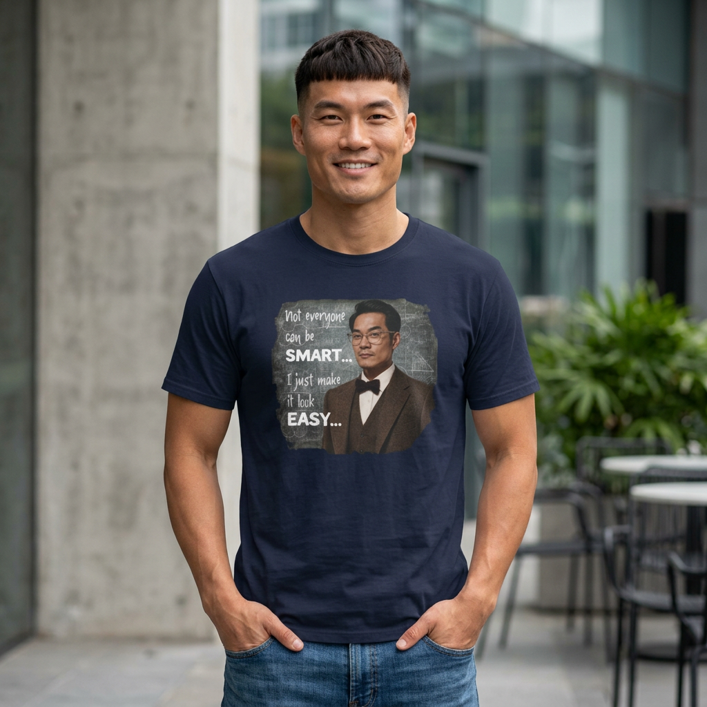 Funny 'Not Everyone Can Be Smart... I Just Make It Look Easy' T-Shirt — Asian Man Version