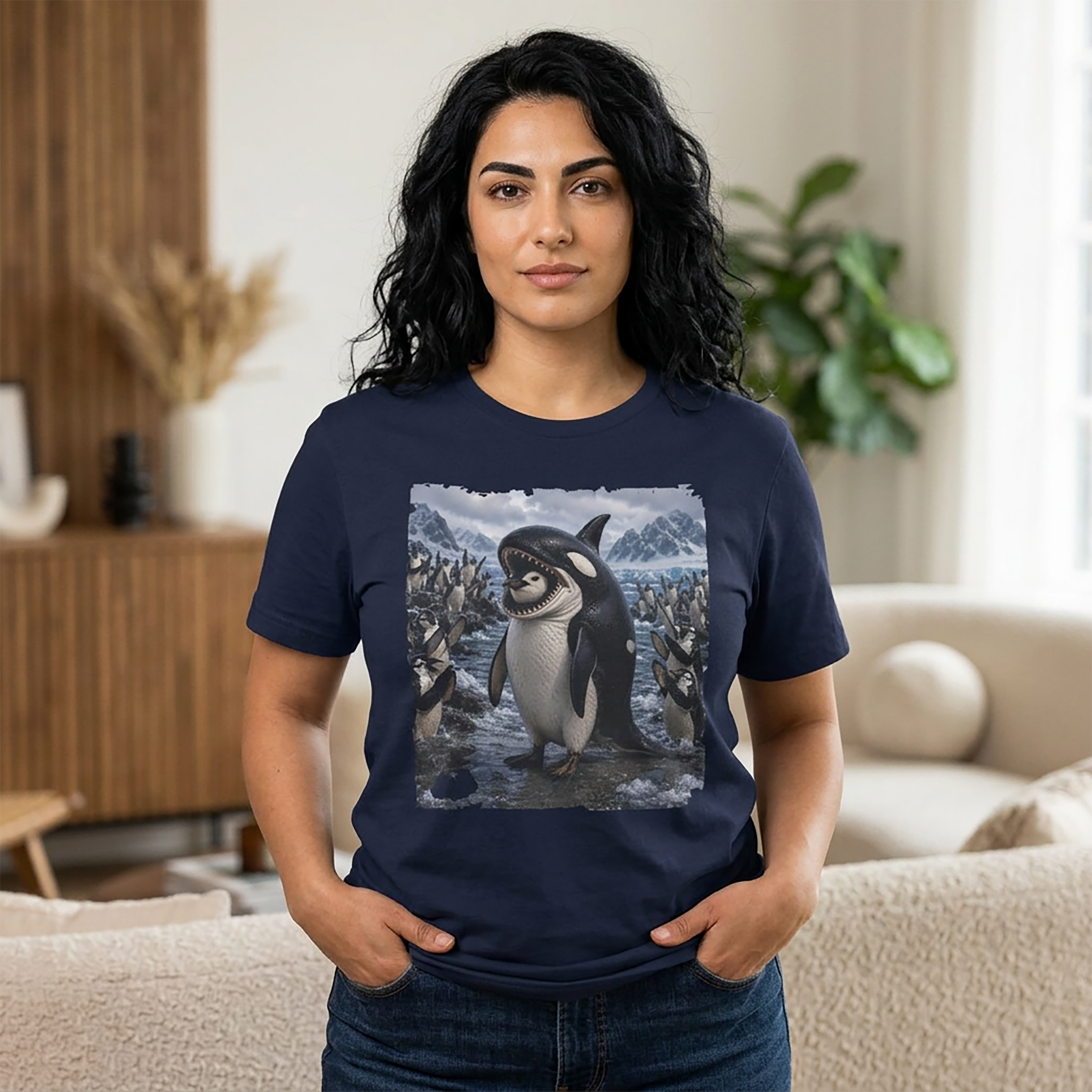 Orca & Penguin Graphic T‑Shirt — Cute Antarctic Wildlife Tee