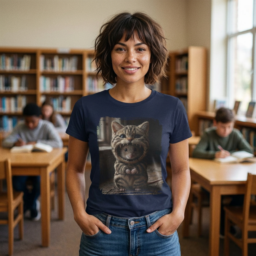 Cat Portrait T-Shirt — Cute Retro Tabby Face Print