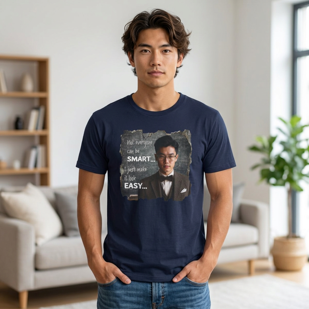 Funny 'Not Everyone Can Be Smart... I Just Make It Look Easy' T-Shirt — Asian Man Version