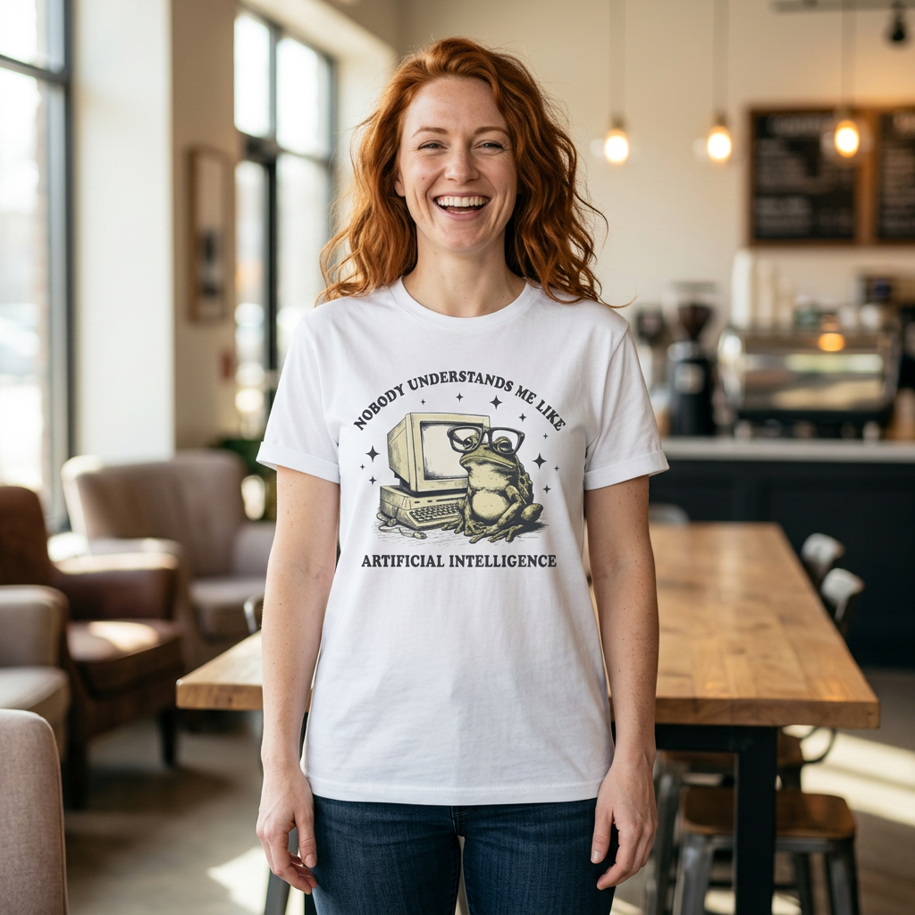 T-Shirt — 'Nobody Understands Me Like Artificial Intelligence' Retro Frog Graphic Tee