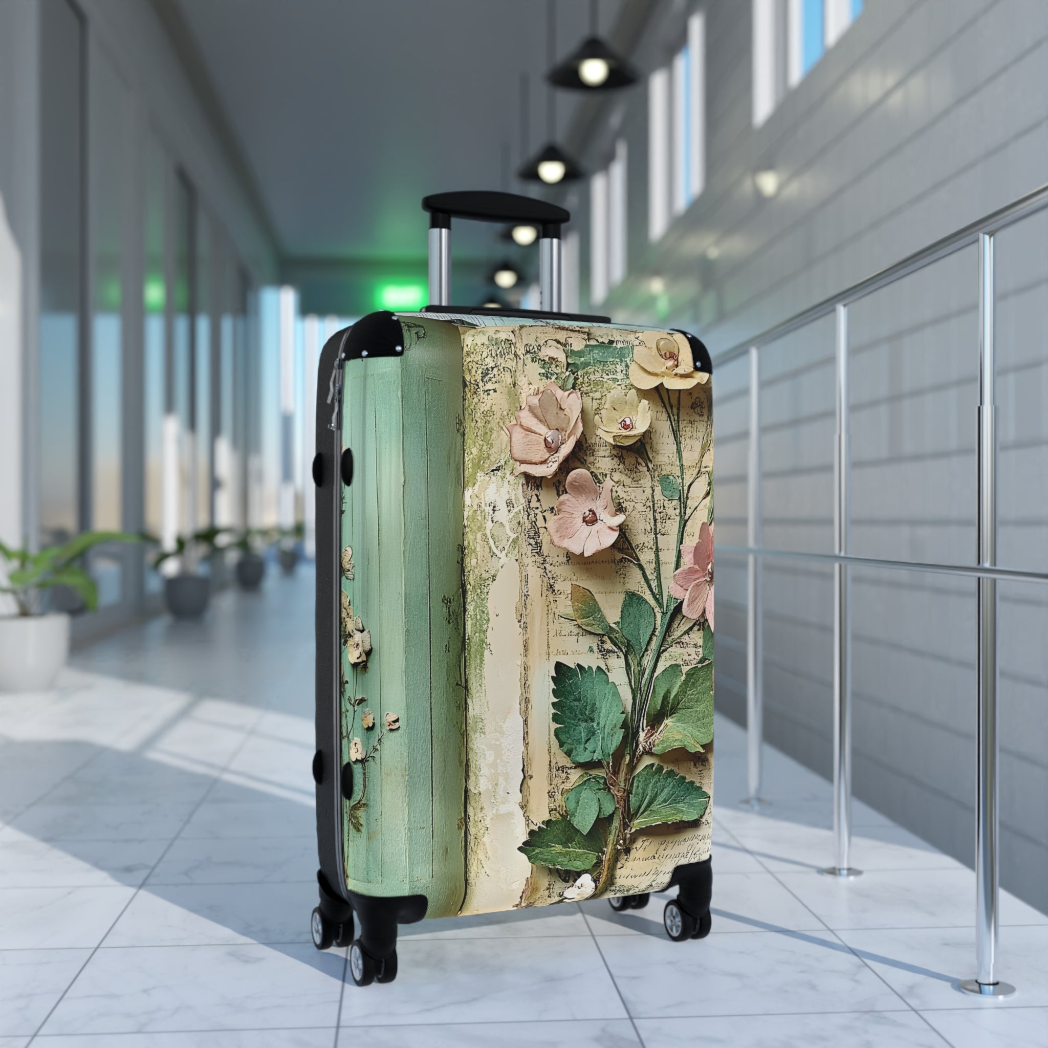 Floral Blue Bloom Suitcase – Luggage Cover with Large 3D Flower Design
