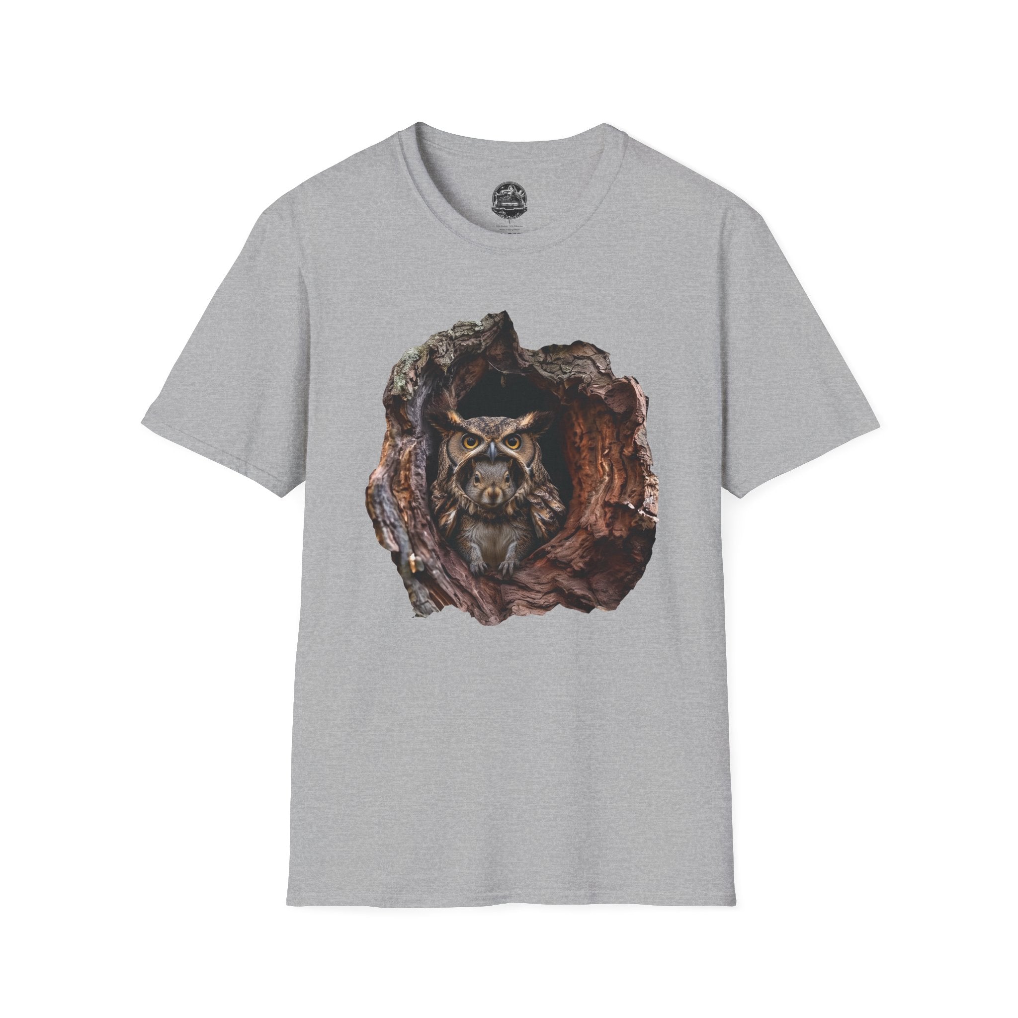Squirrel in Owl Disguise T-Shirt — "Prey Wearing Its Predator"