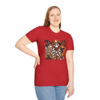 Halloween Pumpkin Crew T-Shirt — Leopard & Buffalo Plaid Spooky Friends