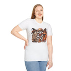Halloween Pumpkin Crew T-Shirt — Leopard & Buffalo Plaid Spooky Friends