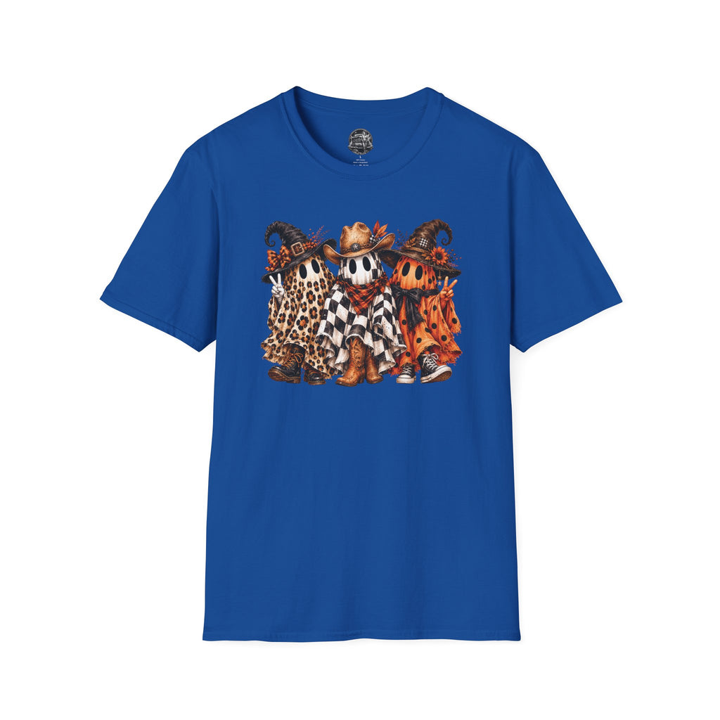 Halloween Pumpkin Crew T-Shirt — Leopard & Buffalo Plaid Spooky Friends