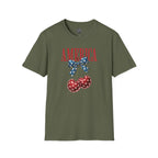 Patriotic Cherry T-Shirt — Glossy Stars & Vintage “AMERICA” Design