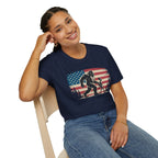 Bigfoot & Alien Patriotic T-Shirt — Distressed Flag Cryptid Design